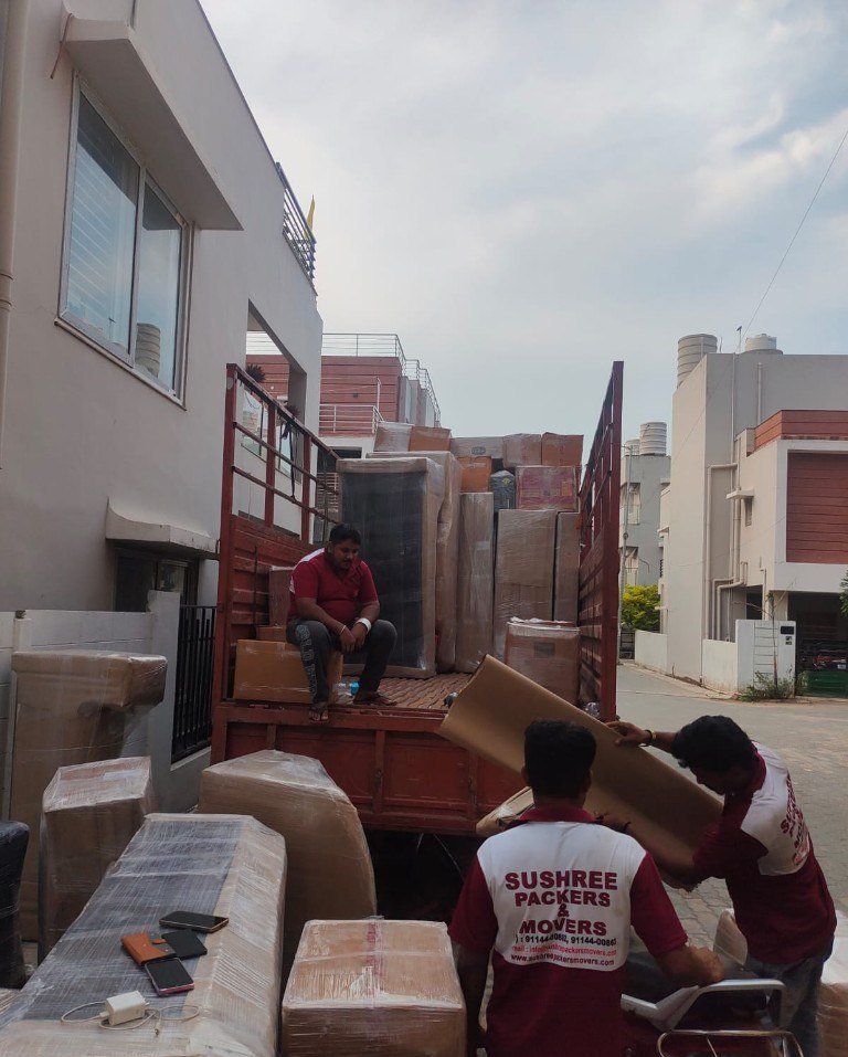 Sushree Packers and Movers crew loading household goods onto a truck